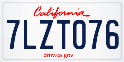 CA license plate 7LZT076