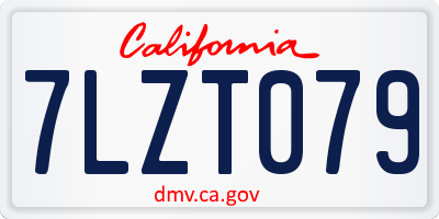 CA license plate 7LZT079