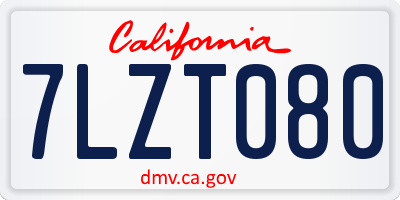 CA license plate 7LZT080