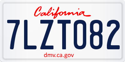 CA license plate 7LZT082