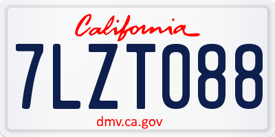 CA license plate 7LZT088
