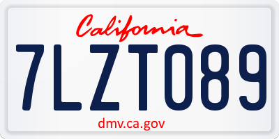 CA license plate 7LZT089