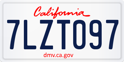 CA license plate 7LZT097