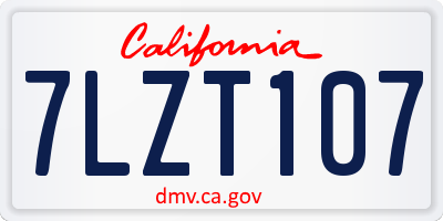 CA license plate 7LZT107