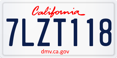 CA license plate 7LZT118
