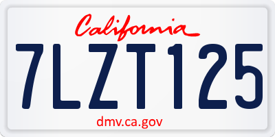 CA license plate 7LZT125