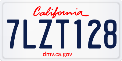 CA license plate 7LZT128