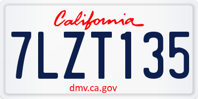 CA license plate 7LZT135
