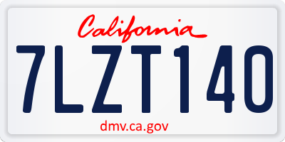 CA license plate 7LZT140