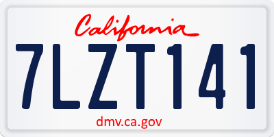 CA license plate 7LZT141