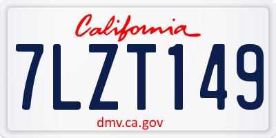 CA license plate 7LZT149