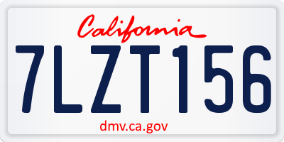 CA license plate 7LZT156
