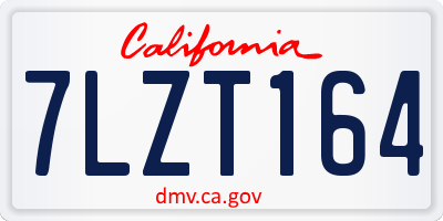 CA license plate 7LZT164