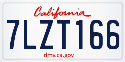 CA license plate 7LZT166