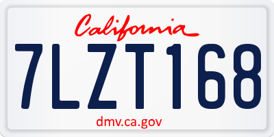 CA license plate 7LZT168