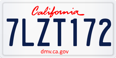 CA license plate 7LZT172