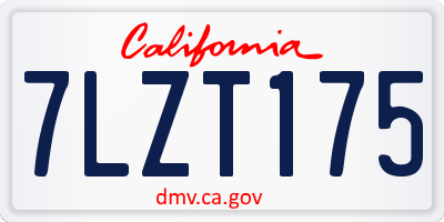CA license plate 7LZT175