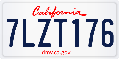 CA license plate 7LZT176