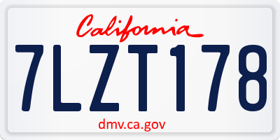 CA license plate 7LZT178