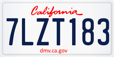 CA license plate 7LZT183