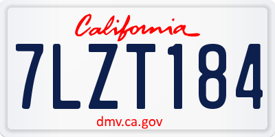 CA license plate 7LZT184