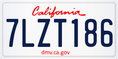 CA license plate 7LZT186