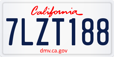 CA license plate 7LZT188