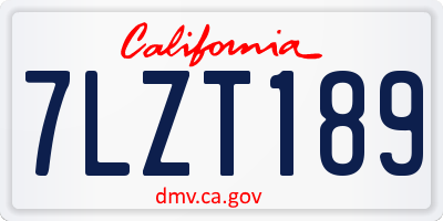 CA license plate 7LZT189