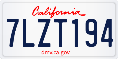 CA license plate 7LZT194