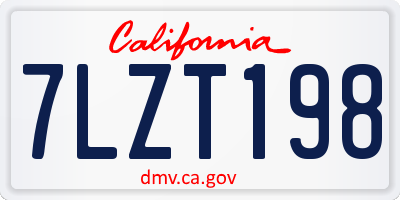 CA license plate 7LZT198