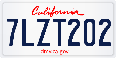 CA license plate 7LZT202