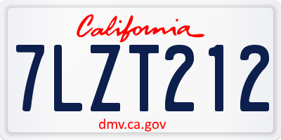 CA license plate 7LZT212