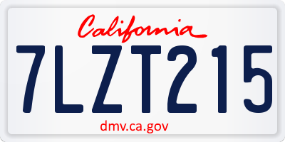 CA license plate 7LZT215
