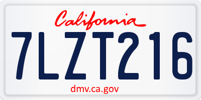 CA license plate 7LZT216
