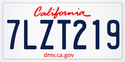 CA license plate 7LZT219
