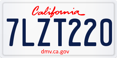 CA license plate 7LZT220