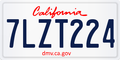 CA license plate 7LZT224