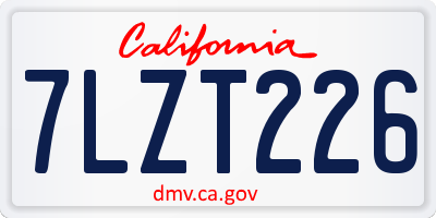 CA license plate 7LZT226