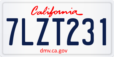 CA license plate 7LZT231