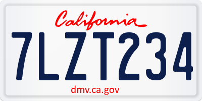 CA license plate 7LZT234