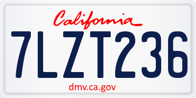 CA license plate 7LZT236