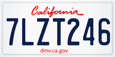 CA license plate 7LZT246