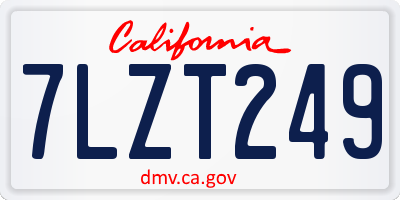 CA license plate 7LZT249