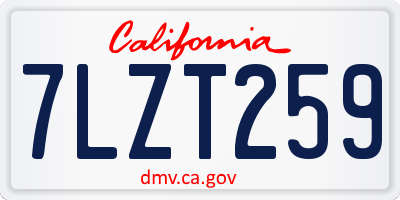CA license plate 7LZT259