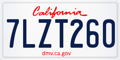 CA license plate 7LZT260