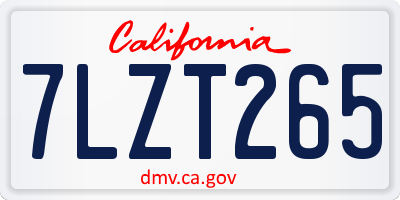 CA license plate 7LZT265