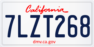 CA license plate 7LZT268