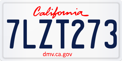 CA license plate 7LZT273