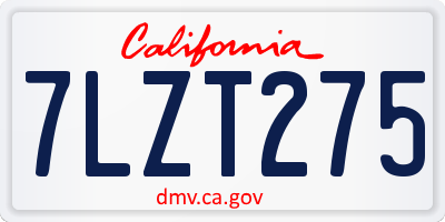 CA license plate 7LZT275