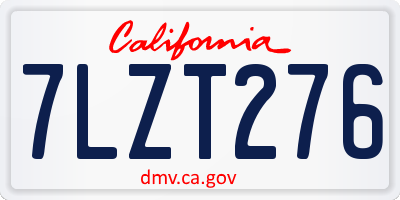 CA license plate 7LZT276